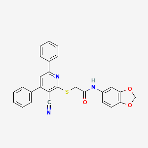 N-(1,3-benzodioxol-5-yl)-2-[(3-cyano-4,6-diphenylpyridin-2-yl)sulfanyl]acetamide