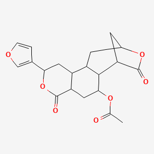 molecular formula C20H22O7 B15123205 [8-(furan-3-yl)-6,15-dioxo-7,14-dioxatetracyclo[11.2.1.02,11.05,10]hexadecan-3-yl] acetate 