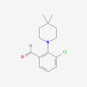 molecular formula C14H18ClNO B15123330 3-Chloro-2-(4,4-dimethyl-1-piperidinyl)benzaldehyde 