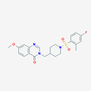 3-{[1-(4-Fluoro-2-methylbenzenesulfonyl)piperidin-4-yl]methyl}-7-methoxy-3,4-dihydroquinazolin-4-one