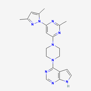 4-(3,5-dimethyl-1H-pyrazol-1-yl)-2-methyl-6-(4-{7H-pyrrolo[2,3-d]pyrimidin-4-yl}piperazin-1-yl)pyrimidine