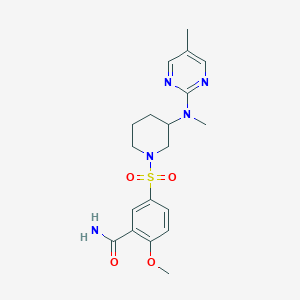 2-Methoxy-5-({3-[methyl(5-methylpyrimidin-2-yl)amino]piperidin-1-yl}sulfonyl)benzamide