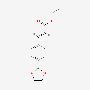 molecular formula C14H16O4 B15123658 (E)-Ethyl 3-(4-(1,3-dioxolan-2-YL)phenyl)acrylate 