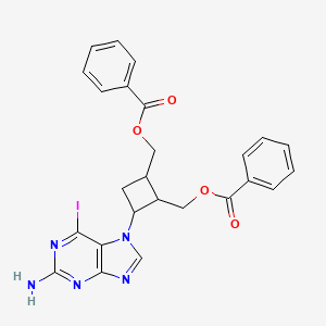 molecular formula C25H22IN5O4 B15124745 [3-(2-Amino-6-iodopurin-7-yl)-2-(benzoyloxymethyl)cyclobutyl]methyl benzoate 