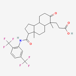 molecular formula C27H31F6NO4 B15124754 3-[3-[[2,5-Bis(trifluoromethyl)phenyl]carbamoyl]-3a,6-dimethyl-7-oxo-1,2,3,4,5,5a,8,9,9a,9b-decahydrocyclopenta[a]naphthalen-6-yl]propanoic acid 