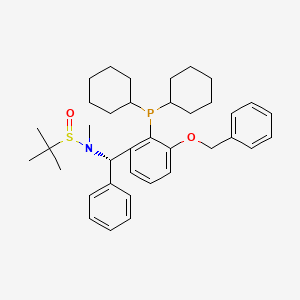 molecular formula C37H50NO2PS B15124772 (R)-N-((S)-(3-(Benzyloxy)-2-(dicyclohexylphosphanyl)phenyl)(phenyl)methyl)-N,2-dimethylpropane-2-sulfinamide 