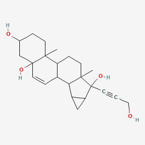 molecular formula C23H32O4 B15124954 (3beta,5beta,15alpha,16alpha,17beta)-15,16-Dihydro-17-(3-hydroxy-1-propynyl)-3'H-cycloprop[15,16]androsta-6,15-diene-3,5,17-triol 