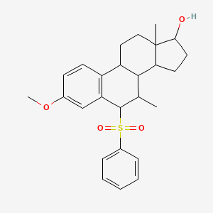 molecular formula C26H32O4S B15124963 6-(Benzenesulfonyl)-3-methoxy-7,13-dimethyl-6,7,8,9,11,12,14,15,16,17-decahydrocyclopenta[a]phenanthren-17-ol 