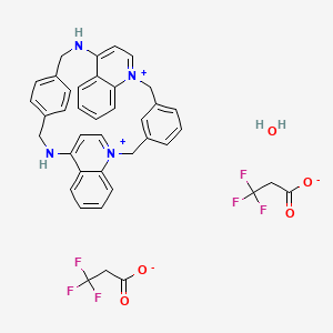 17,24-diaza-1,9-diazoniaheptacyclo[23.6.2.29,16.219,22.13,7.010,15.026,31]octatriaconta-1(32),3(38),4,6,9(37),10,12,14,16(36),19,21,25(33),26,28,30,34-hexadecaene;3,3,3-trifluoropropanoate;hydrate