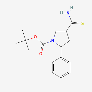 molecular formula C16H22N2O2S B1512518 2-Phenyl-4-thiocarbamoyl-pyrrolidine-1-carboxylic acid tert-butyl ester 