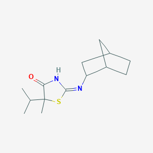 molecular formula C14H22N2OS B15125276 2-(Bicyclo[2.2.1]heptan-2-ylamino)-5-isopropyl-5-methylthiazol-4(5H)-one 