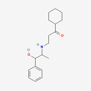 1-Cyclohexyl-3-[(1-hydroxy-1-phenylpropan-2-yl)amino]propan-1-one