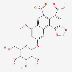 molecular formula C23H21NO13 B15125323 8-Methoxy-6-nitro-10-[3,4,5-trihydroxy-6-(hydroxymethyl)oxan-2-yl]oxynaphtho[2,1-g][1,3]benzodioxole-5-carboxylic acid 