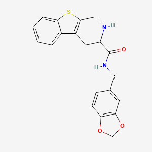 molecular formula C20H18N2O3S B15125347 N-(1,3-benzodioxol-5-ylmethyl)-1,2,3,4-tetrahydro-[1]benzothiolo[2,3-c]pyridine-3-carboxamide 