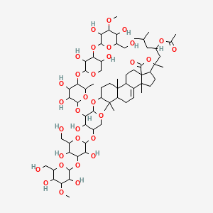 Lanost-7-en-18-oic acid, 23-(acetyloxy)-20-hydroxy-3-[(O-3-O-methyl-beta-D-glucopyranosyl-(1-->3)-O-beta-D-glucopyranosyl-(1-->4)-O-[O-3-O-methyl-beta-D-glucopyranosyl-(1-->3)-O-beta-D-xylopyranosyl-(1-->4)-6-deoxy-beta-D-glucopyranosyl-(1-->2)]-beta-D-xylopyranosyl)oxy]-, gamma-lactone, (3beta,9beta,23S)-