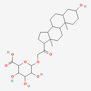 molecular formula C27H42O9 B15125913 3,4,5-trihydroxy-6-[2-(3-hydroxy-10,13-dimethyl-2,3,4,5,6,7,8,9,11,12,14,15,16,17-tetradecahydro-1H-cyclopenta[a]phenanthren-17-yl)-2-oxoethoxy]oxane-2-carboxylic acid 