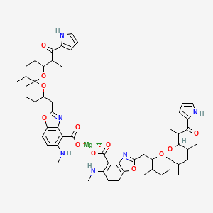 magnesium;5-(methylamino)-2-[[3,5,9-trimethyl-2-[1-oxo-1-(1H-pyrrol-2-yl)propan-2-yl]-1,7-dioxaspiro[5.5]undecan-8-yl]methyl]-1,3-benzoxazole-4-carboxylate