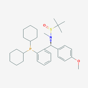 (R)-N-((R)-(2-(Dicyclohexylphosphanyl)phenyl)(4-methoxyphenyl)methyl)-N,2-dimethylpropane-2-sulfinamide