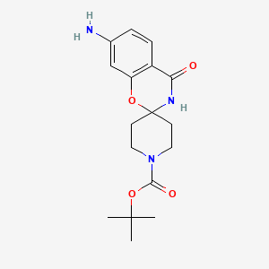 molecular formula C17H23N3O4 B1512627 tert-Butyl 7-amino-4-oxo-3,4-dihydrospiro[benzo[e][1,3]oxazine-2,4'-piperidine]-1'-carboxylate CAS No. 1192355-14-8