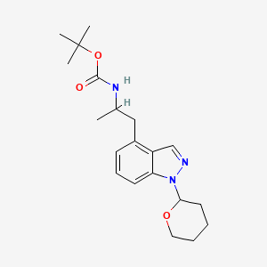 molecular formula C20H29N3O3 B15126333 tert-butyl N-[1-[1-(oxan-2-yl)indazol-4-yl]propan-2-yl]carbamate 