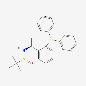 molecular formula C24H28NOPS B15126341 (R)-N-((S)-1-(2-(Diphenylphosphanyl)phenyl)ethyl)-2-methylpropane-2-sulfinamide 