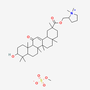 molecular formula C38H63NO8S B15126413 (1,1-dimethylpyrrolidin-1-ium-2-yl)methyl 10-hydroxy-2,4a,6a,6b,9,9,12a-heptamethyl-13-oxo-3,4,5,6,6a,7,8,8a,10,11,12,14b-dodecahydro-1H-picene-2-carboxylate;methyl sulfate 