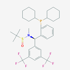 molecular formula C32H42F6NOPS B15126421 (R)-N-((R)-(3,5-Bis(trifluoromethyl)phenyl)(2-(dicyclohexylphosphanyl)phenyl)methyl)-N,2-dimethylpropane-2-sulfinamide 