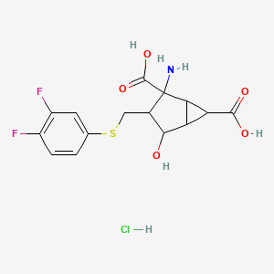 2-Amino-3-[(3,4-difluorophenyl)sulfanylmethyl]-4-hydroxybicyclo[3.1.0]hexane-2,6-dicarboxylic acid;hydrochloride