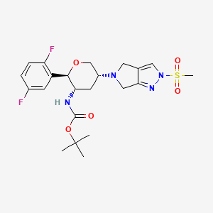 molecular formula C22H28F2N4O5S B1512650 tert-Butyl ((2R,3S,5R)-2-(2,5-difluorophenyl)-5-(2-(methylsulfonyl)pyrrolo[3,4-c]pyrazol-5(2H,4H,6H)-yl)tetrahydro-2H-pyran-3-yl)carbamate 