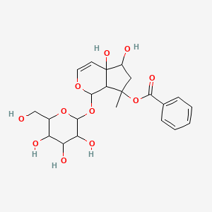 molecular formula C22H28O11 B15126502 [4a,5-Dihydroxy-7-methyl-1-[3,4,5-trihydroxy-6-(hydroxymethyl)oxan-2-yl]oxy-1,5,6,7a-tetrahydrocyclopenta[c]pyran-7-yl] benzoate 