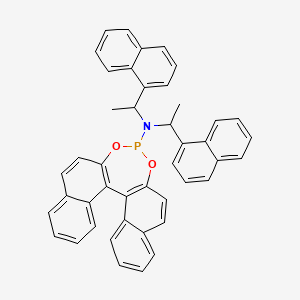 molecular formula C44H34NO2P B15126571 N,N-bis(1-naphthalen-1-ylethyl)-12,14-dioxa-13-phosphapentacyclo[13.8.0.02,11.03,8.018,23]tricosa-1(15),2(11),3,5,7,9,16,18,20,22-decaen-13-amine 