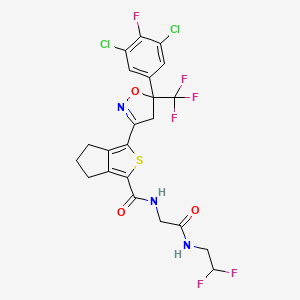 molecular formula C22H17Cl2F6N3O3S B1512663 3-(5-(3,5-dichloro-4-fluorophenyl)-5-(trifluoromethyl)-4,5-dihydroisoxazol-3-yl)-N-(2-(2,2-difluoroethylamino)-2-oxoethyl)-5,6-dihydro-4H-cyclopenta[c]thiophene-1-carboxamide 