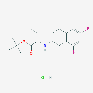 molecular formula C19H28ClF2NO2 B15126698 Tert-butyl 2-[(6,8-difluoro-1,2,3,4-tetrahydronaphthalen-2-yl)amino]pentanoate;hydrochloride 