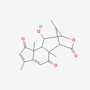 molecular formula C18H20O5 B15126722 11-Hydroxy-2,6,9,15-tetramethyl-13-oxatetracyclo[10.2.1.02,10.05,9]pentadeca-4,6-diene-3,8,14-trione 