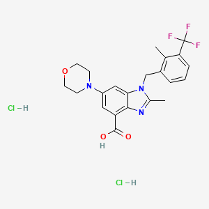 molecular formula C22H24Cl2F3N3O3 B15126756 2-methyl-1-[[2-methyl-3-(trifluoromethyl)phenyl]methyl]-6-morpholin-4-ylbenzimidazole-4-carboxylic acid;dihydrochloride 