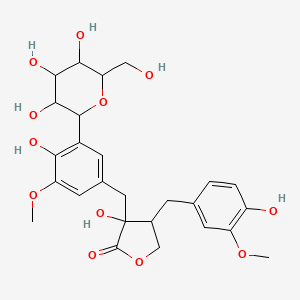 3-Hydroxy-4-[(4-hydroxy-3-methoxyphenyl)methyl]-3-[[4-hydroxy-3-methoxy-5-[3,4,5-trihydroxy-6-(hydroxymethyl)oxan-2-yl]phenyl]methyl]oxolan-2-one