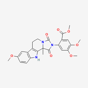 molecular formula C25H25N3O7 B15126911 methyl 4,5-dimethoxy-2-(12-methoxy-2-methyl-3,5-dioxo-4,6,16-triazatetracyclo[7.7.0.02,6.010,15]hexadeca-1(9),10(15),11,13-tetraen-4-yl)benzoate 