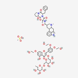 N-(7-benzyl-2-hydroxy-4-methyl-5,8-dioxo-3-oxa-6,9-diazatricyclo[7.3.0.02,6]dodecan-4-yl)-7-methyl-6,6a,8,9,10,10a-hexahydro-4H-indolo[4,3-fg]quinoline-9-carboxamide;2-[3,4-bis(2-hydroxyethoxy)phenyl]-5-hydroxy-7-(2-hydroxyethoxy)-3-[3,4,5-trihydroxy-6-[(3,4,5-trihydroxy-6-methyloxan-2-yl)oxymethyl]oxan-2-yl]oxychromen-4-one;methanesulfonic acid