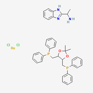 molecular formula C40H43Cl2N3O2P2Ru B15127016 Dichloro[(4R,5R)-(-)-4,5-bis(diphenylphosphinomethyl)-2,2-dimethyl-1,3-dioxolane][(R)-(+)-2-(alpha-methylmethanamine)-1H-benzimidazole]ruthenium(II) 