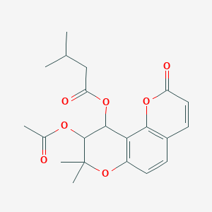 9-(acetyloxy)-8,8-dimethyl-2-oxo-9,10-dihydro-2H,8H-pyrano[2,3-f]chromen-10-yl 3-methylbutanoate