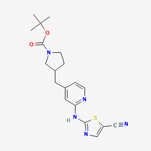 molecular formula C19H23N5O2S B15127090 Tert-butyl 3-((2-((5-cyanothiazol-2-yl)amino)pyridin-4-yl)methyl)pyrrolidine-1-carboxylate 