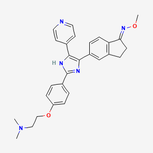 molecular formula C28H29N5O2 B1512713 5-(2-(4-(2-(Dimethylamino)ethoxy)phenyl)-5-(pyridin-4-yl)-1H-imidazol-4-yl)-2,3-dihydro-1H-inden-1-one O-methyl oxime CAS No. 405554-85-0