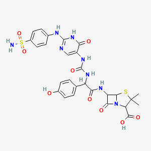 6-[[2-(4-hydroxyphenyl)-2-[[6-oxo-2-(4-sulfamoylanilino)-1H-pyrimidin-5-yl]carbamoylamino]acetyl]amino]-3,3-dimethyl-7-oxo-4-thia-1-azabicyclo[3.2.0]heptane-2-carboxylic acid