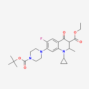 molecular formula C25H34FN3O5 B1512718 Ethyl 7-(4-(tert-butoxycarbonyl)piperazin-1-yl)-1-cyclopropyl-6-fluoro-2-methyl-4-oxo-1,2,3,4-tetrahydroquinoline-3-carboxylate CAS No. 952653-69-9