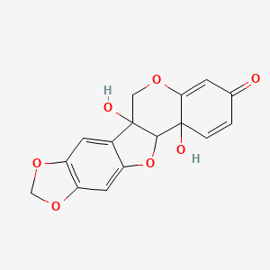 molecular formula C16H12O7 B15127186 1,13-Dihydroxy-5,7,11,19-tetraoxapentacyclo[10.8.0.02,10.04,8.013,18]icosa-2,4(8),9,14,17-pentaen-16-one 