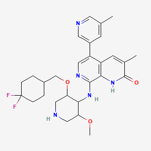 molecular formula C28H35F2N5O3 B15127200 8-{[(3R,4R,5S)-3-[(4,4-difluorocyclohexyl)methoxy]-5-methoxypiperidin-4-yl]amino}-3-methyl-5-(5-methylpyridin-3-yl)-1,2-dihydro-1,7-naphthyridin-2-one 