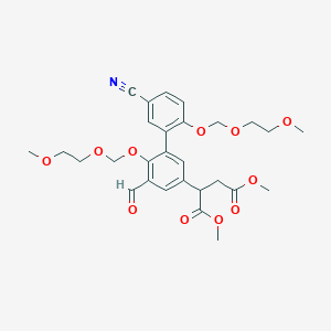 molecular formula C28H33NO11 B1512723 Dimethyl 2-(5'-cyano-5-formyl-2',6-bis((2-methoxyethoxy)methoxy)-[1,1'-biphenyl]-3-yl)succinate CAS No. 883993-75-7