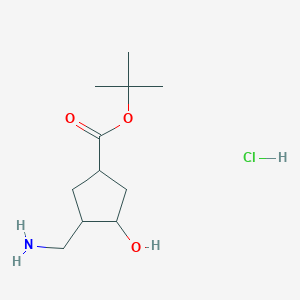 molecular formula C11H22ClNO3 B15127243 rac-tert-butyl (1R,3S,4S)-3-(aminomethyl)-4-hydroxycyclopentane-1-carboxylate hydrochloride 