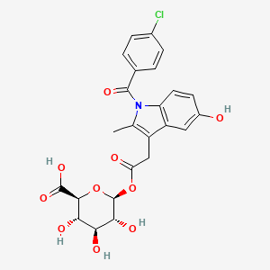 molecular formula C24H22ClNO10 B15127369 (2S,3S,4S,5R,6S)-6-[2-[1-(4-chlorobenzoyl)-5-hydroxy-2-methylindol-3-yl]acetyl]oxy-3,4,5-trihydroxyoxane-2-carboxylic acid 