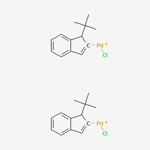 molecular formula C26H30Cl2Pd2 B15127392 Chloro(1-t-butylindenyl)palladium(II) dimer 